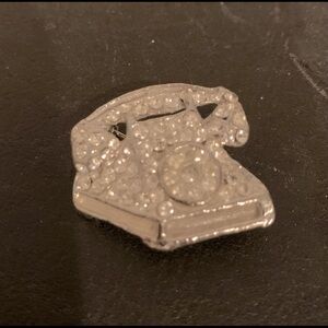 80s Vintage telephone ☎️ rhinestone 💎 pin